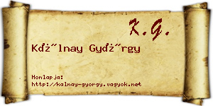 Kálnay György névjegykártya